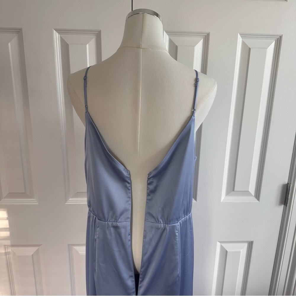 Abercrombie & Fitch Blue Twist-Front Spaghetti Strap Prom Wedding Dress Size L - Picture 9 of 12